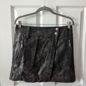 Free People Black Faux Leather Skirt